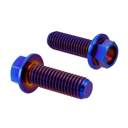 Image of Rison Titanium Flanged Hex Head Bolt - M8x1.25x20mm, 6AL4V Aerospace Grade Ti, Burnt Blue, Pack of 5