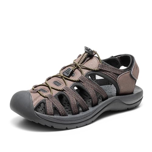 DREAM PAIRS Men's 160912-M-NEW Adventurous Summer Outdoor Sandals 6.5 Dark Brown/Black