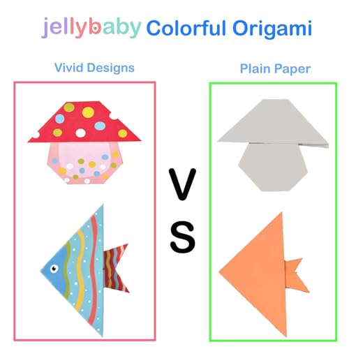 Image of JELLYBABY 100 Pieces 50 Projects Diy Kit For Kids, 3D Origami Kit With Origami Book, Paper Size:7 In /18Cm *7 In /18Cm, Art Activity, Craft Materials, Birthday Return Gifts,100 Sheets,Multicolor