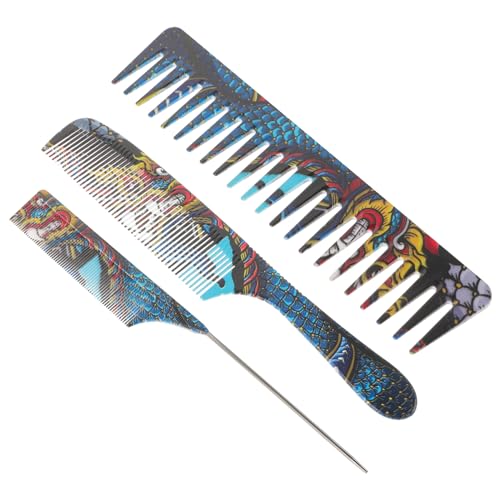 SOESFOUFU 3 個 メンズ 理髪 コーム ヘア ツール 理髪 コーム 男性用 スタイリング コーム ヘア 男性用 コーム ハンドル付き ワイド 歯 コーム 男性用 コーム ポータブル 理髪 コ