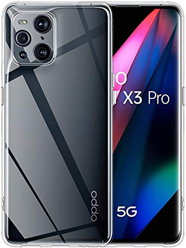 Captor Cover Trasparente per Oppo Find X3 Pro / X3, Custodia TPU in Silicone Flessibile Morbida e Sottile, Protezione di Alta Qualità con Bordo Rialzato per Schermo e Fotocamera (Trasparente)
