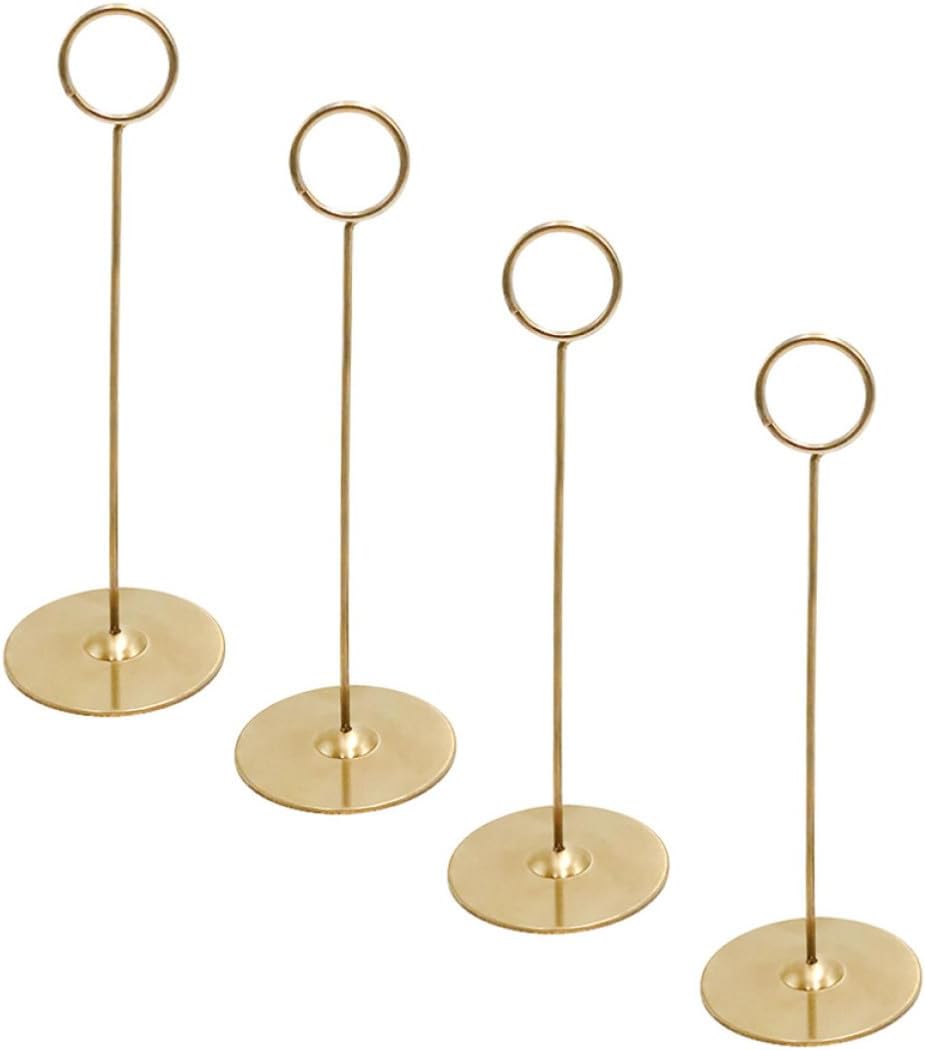 STOBAZA 12pcs Stainless Steel Table Number Holders with Clips for Weddings
