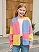 Haloumoning Girls Color Block Cardigan Sweaters Kids Chunky Open Front Knitted Sweater 5-14 Years Blue