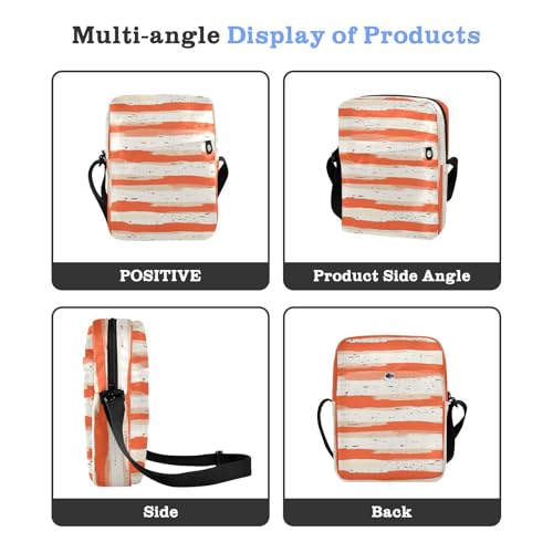 KLL Coral Orange Beige White Stripe Pattern messenger bags Vegan Leather men's shoulder bag Travel Shoulder Handbags4