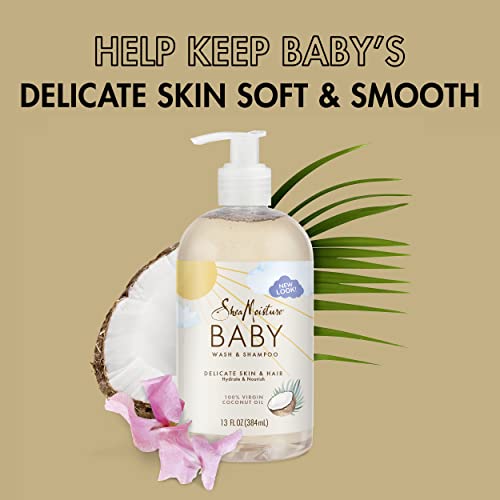 Shea Moisture Baby Essentials, 100% Virgin Coconut Oil Baby Body Wash & Shampoo, Skin Care For Newborn Baby And Kids, Pack Of 2 -13 Fl Oz #TOP3