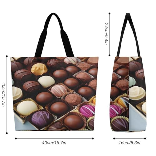 Women's Multi-Functional Shopping Bag，Color Chocolate Printing Messenger Bag Shoulder Bag for Travel, Work, Shopping & Parties with Inner Pocket, Grocery Bag Lightweight & Water-Resistant2