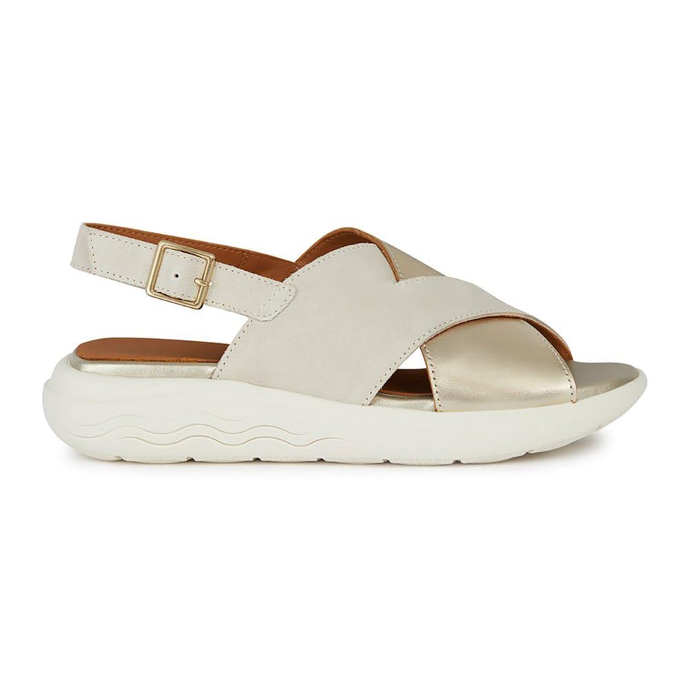 Geox Women's D SPHERICA EC5 C Sport Sandal, LT Sand/LT Gold, 40 EU, Lt Sand Lt Gold, 7 UK