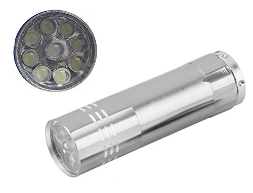 Image of ATST 9 LED Ultra Bright White Light Aluminium Cased Mini Torch Flashlight (Silver)