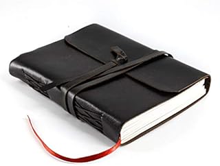 Handmade Leather Journal/Writing Notebook Diary/Bound Daily Notepad For Men & Women Unlined Paper Medium, writing pad gift for artist, sketch (8 x 6, Black)