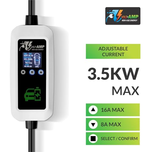 Image of 3.5kW Portable EV Charger - 16A Smart Charging | IP67 Waterproof | Long 5m Cable | Adjustable Current | RCD Safety | 5-Year Warranty | for Tata Nexon, MG ZS, Kia EV6 & More