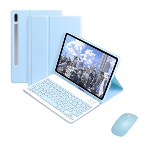 Coque Samsung Galaxy Tab S9 FE Plus avec clavier amovible et souris bleu ciel