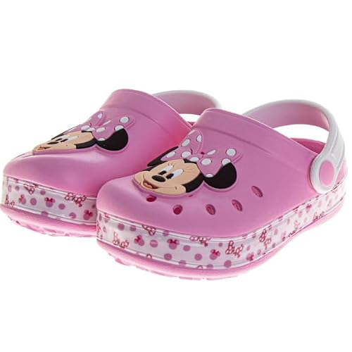 Minnie Mouse Girls Clog Sandals – Pink Slip-On Slides with Closed Toe & Backstrap for Toddlers (Size 9-10)