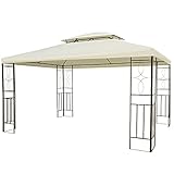 STEEL FRAME: This patio gazebo has a steel frame for sturdiness and strength. Eight ground nails should be inserted into the feet and deep into the soil to increase stability.