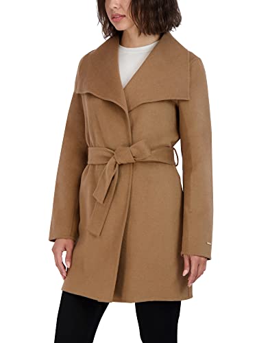 Image of TAHARI Women's Double-faced Luxury Soft Wool Blend Peacoat- Wrap Wool Coat With Removable Belt