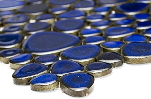 Mozaika żwirowa Pebbles krople ceramiczne niebieskie błyszczące brodzik lustro do płytek MOS12-0405