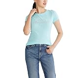 AEROPOSTALE Women's Aero SS Graphic Tee-Script, Aruba Blue, Large