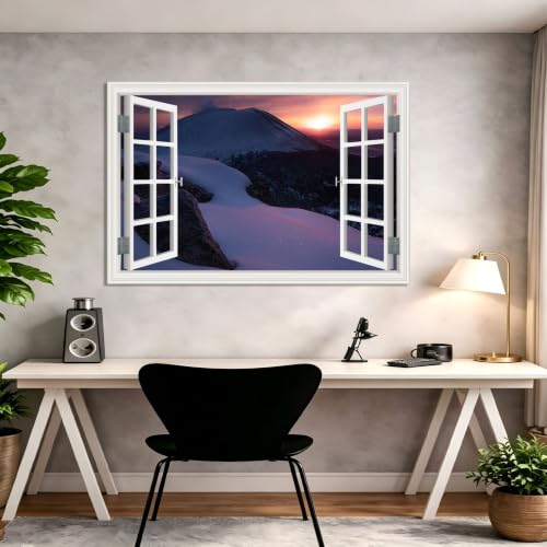 Cuadro lienzo efecto ventana para dar amplitud al dormitorio con vistas al lago de 20x30cm 4