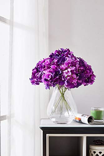 Kislohum Artificial Hydrangea Flower Heads 10 Dark Purple Hydrangea Silk Flowers Head For Wedding Centerpieces Bouquets Diy Floral Decor Home Decoration With Long Stems #TOP2
