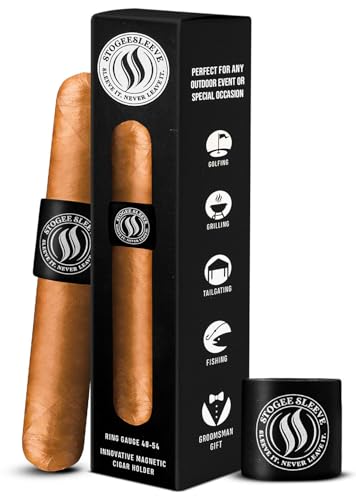 Magnetic Cigar Holder for Golf Cart Accessories Golf Cart Cigar Holder Magnetic Easy Slide-On Holders Fire Retardant and Strong Cigars Magnet Sleeves Fits Cigars Band Gauges 4854 - Black