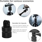 Adaptateur de montage de trépied pour caméra d'action, en aluminium 1/4in 20 Accessoires de montage de caméra avec 360 Rotation de degré compatible avec Hero 13/12/11/10/9/8/7 DJI Décision 6/5 Pro/4/3