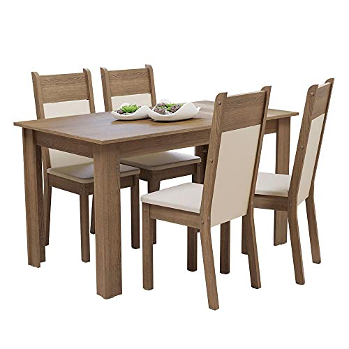 El Mejor Listado de Comedor Chocolate 4 Sillas del mes. 46 Madesa Juego de Comedor, Mesa con Tablero y 4 Sillas 5231 - Marrón/Crema
