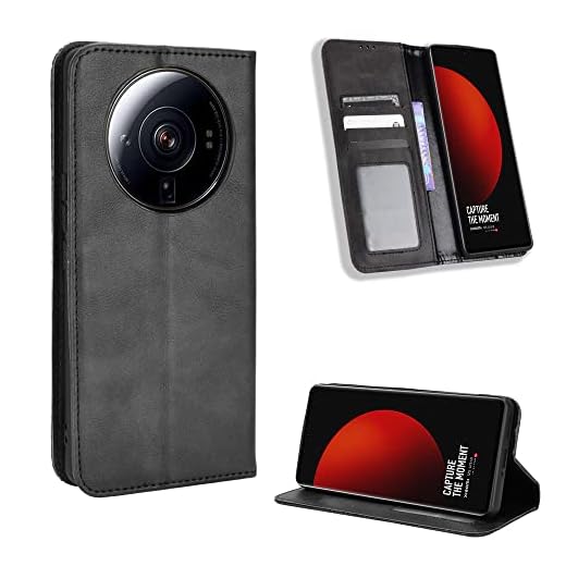 Kukoufey Capa de couro para Xiaomi 12S Ultra 5G, capa para Xiaomi Mi 12S Ultra, capa para Xiaomi 12S Ultra 2203121C capa flip de couro PU preta