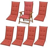BURI 6X Auflagen Set Hochlehner für Gartenstühle 120x48x6cm Sesselauflagen Polster UV Lichtecht - Gartenstuhlauflagen Stuhlkissen mit Dicker Schaumstoff Füllung (Terrakotta)