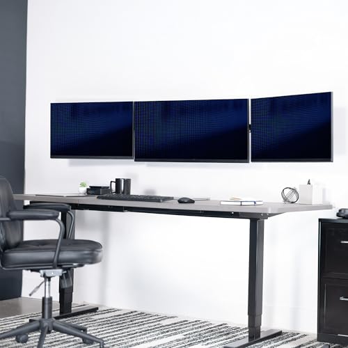 VIVO Premium Triple Monitor Wall Mount for 3 Screens up to 22 lbs, Fits up to 38 inch Ultrawides on Center Bracket, Adjustable Telescoping Arms, Flush Wall Setup, Black, MOUNT-TS03C by VIVO - Image 2