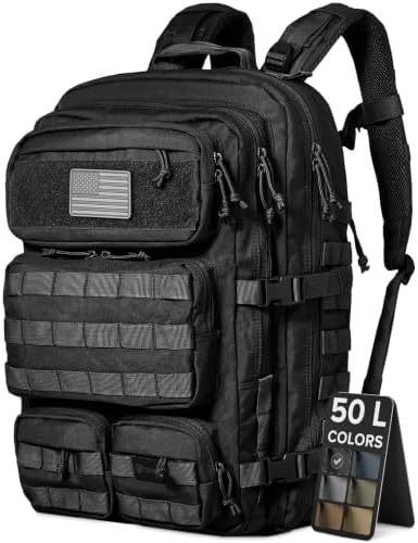 Falko Tactical Backpack for Men and Women 50L Backpack 2.4x Stronger Large Military Molle Rucksack, Bugout Backpack Outdoors