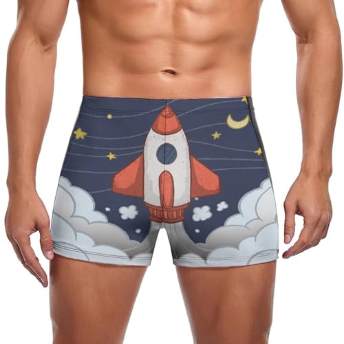 Swim briefs homme de qualité supérieure imprimé fusée et lune