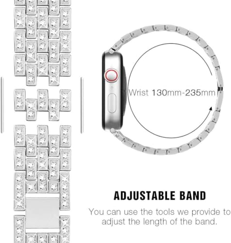 Image of Zitel Compatible with Apple Watch Band for Women Girls, Bling Rhinestone Metal Bands 40mm 41mm 42mm(Series 11 /10) 44mm 45mm 46mm Series 11 /10 /9 /8 /7 /6 /5 /4 /SE3 /SE2 /SE
