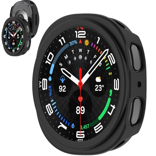 For Galaxy Watch 8 44mm �Ή� �P�[�X �yHNWEIWEI�z PC�S�� ���˒ጸ �w��ጸ ���{�� �S�ʕی� �ώw�� ������ �����ߗ� Galaxy Watch 8 44mm �p �P�[�X �J�o�[(�u���b�N)