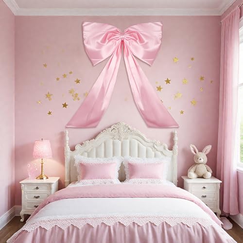 24 x 36 Inches Large Pink Bow Decor,Coquette Room Decor,Giant Pink Bow Room Wall Decor,Baby Shower Birthday Party Backdrop Wall Wedding Party Christmas Tree Decorations(Pink)