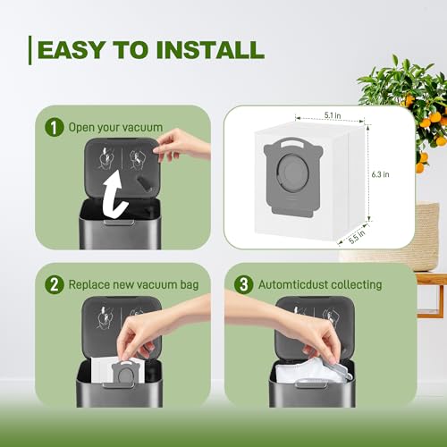 Image of 24 Pack Upgrade Vacuum Bags Compatible with iRobot Roomba i7，i7+，i3，i3+，i1+，i4，i4+，i6，i6+，j7，j7+，i8，i8+，s9，s9+ Plus, i & s & j Series, Fit for 104,105, 504, 705, Dirt Disposal Bags.