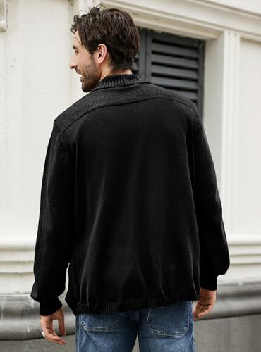 Men's Shawl Collar Long Sleeve Cardigan Knit Open Front with Pockets4