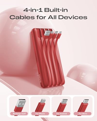 Image of Orfeika 20000mAh Power Bank Fast Charging, Portable Charger with 4 Built-in Cables & 6 Outputs, 20W PD USB C Battery Pack Compatible with iPhone 16 /15, Galaxy, Android, iPad & More (Travel Essential)