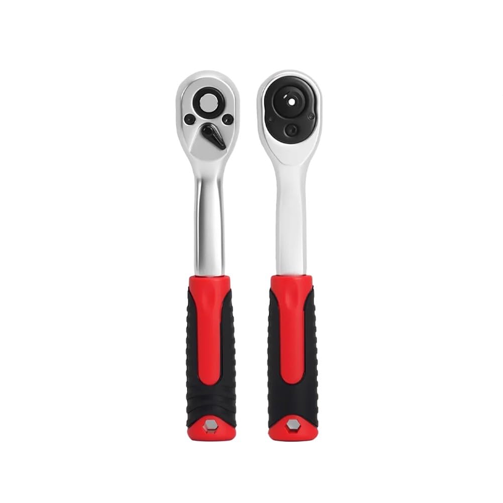 Llave de trinquete de 72 dientes de 1/10.2 cm 3/20.3 cm 1/5.1 cm, mango reversible de liberación rápida con arco de 5°, herramienta de metal ergonómica para mecánicos