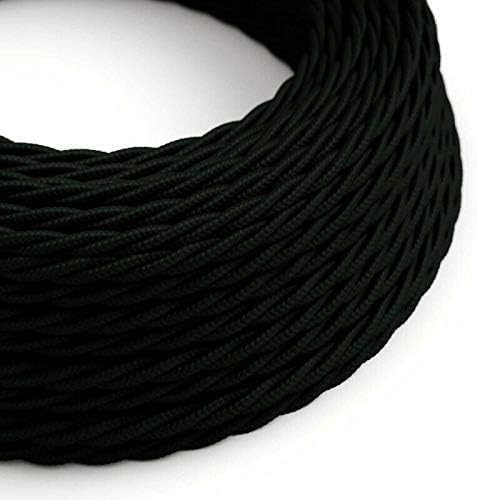 DC VOLTAGE 2 Core 10m Twisted 32.8ft Vintage 18 Gauge Cable Fabric Cloth Covered Electrical Wire, 2 Conductors Cable Cloth Covered Wire for Pendant Light Industrial DIY Project (BLack)