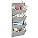 mDesign organizzatore armadi – organizer per armadi in propilene traspirante – portaoggetti da appendere alla porta con 4 sezioni – per la cameretta, la camera da letto, ecc. – grigio/crema