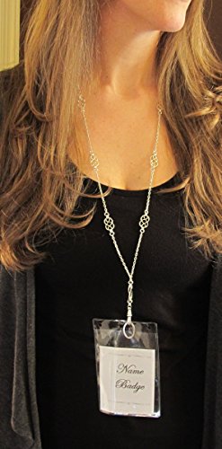 Brenda Elaine Jewelry Silver Plated Women's Fashion Lanyard Necklace Id Badge Holder, 32 Inch Silver Chain With Multiple Silver Celtic Knots & Rear Lobster Clasp #TOP2