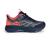 Izas - Zapatillas de Trail Running para Mujer - Deportivas con Suela Alta - Cierre de Cordones - Puntera y Talonera Reforzadas - Elásticas, Ligeras y Resistentes - Eagle Azul y Coral - Talla 39