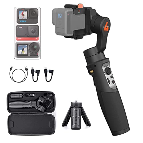 Hohem iSteady Pro 4 Cámara de Acción Gimbal 3-Eje Estabilizador a Prueba de Salpicaduras para GoPro Hero 13/12/11/10/9/8/7/6/5/4/3,dji OSMO Action,Insta360 One R,Sony RX0,14 Horas de Funcionamiento