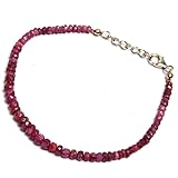 Glittering Collection Faceted Ruby Beads, 3-5 MM Beads Bracelet, 8 Inches Bracelet, Dyed Ruby Jewelry, Gift For Her, Silver Bracelet Jewelry
