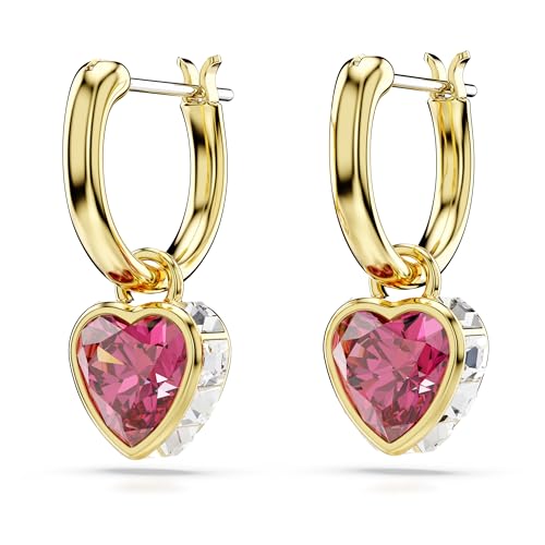 Swarovski Chroma Drop Earrings, Red Heart-Shaped Stones and Clear Square-Cut Crystals in a Gold-Tone Finished Setting, Part of the Swarovski Chroma Collection by Swarovski - Image 3