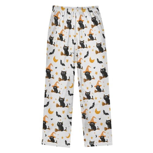 Broom Cats and Bats Boys Pants for Kids Jogger Pants with Pockets S2