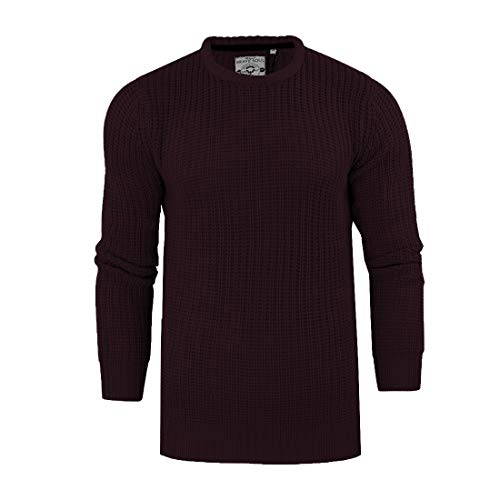 Image of BRAVE SOUL Mens Binary' & 'Neutron' Crew Neck Jumper Fishermans Chunky Rib Knit