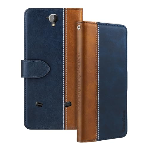 Shantime Leder Flip Hülle Kompatibel mit Crosscall Trekker-M1 Core Hülle Mit Kartenhalter RFID-blockierend Magnetischer Ständer Schlanke Passform Geschäftsschutzhülle(Blau)