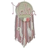 Traumfänger mit Namen (Rosa/Grau) - personalisierbar I Geschenk zur Geburt & Taufe I Handmade Baby I Personalisierte Geschenke Baby