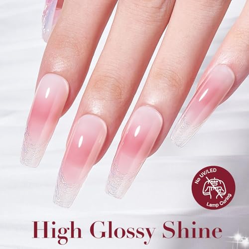 Image of AZUREBEAUTY Nude Pink Nail Polish Set (4 Colors + Top Coat), Milky Jelly Sheer Natural Look, Quick Dry, No Lamp Needed, Easy DIY Manicure