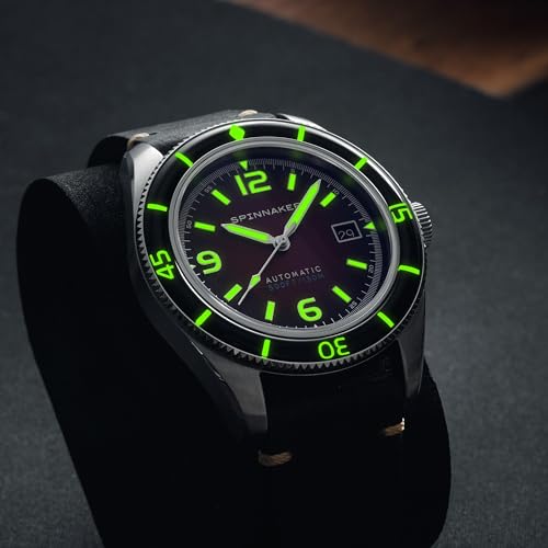 Image of Spinnaker Fleuss Men's Automatic Dive Watch - Miyota 8215 Movement, 43mm Stainless Steel Case, 150m Water Resistant, Leather Strap, SP-5055